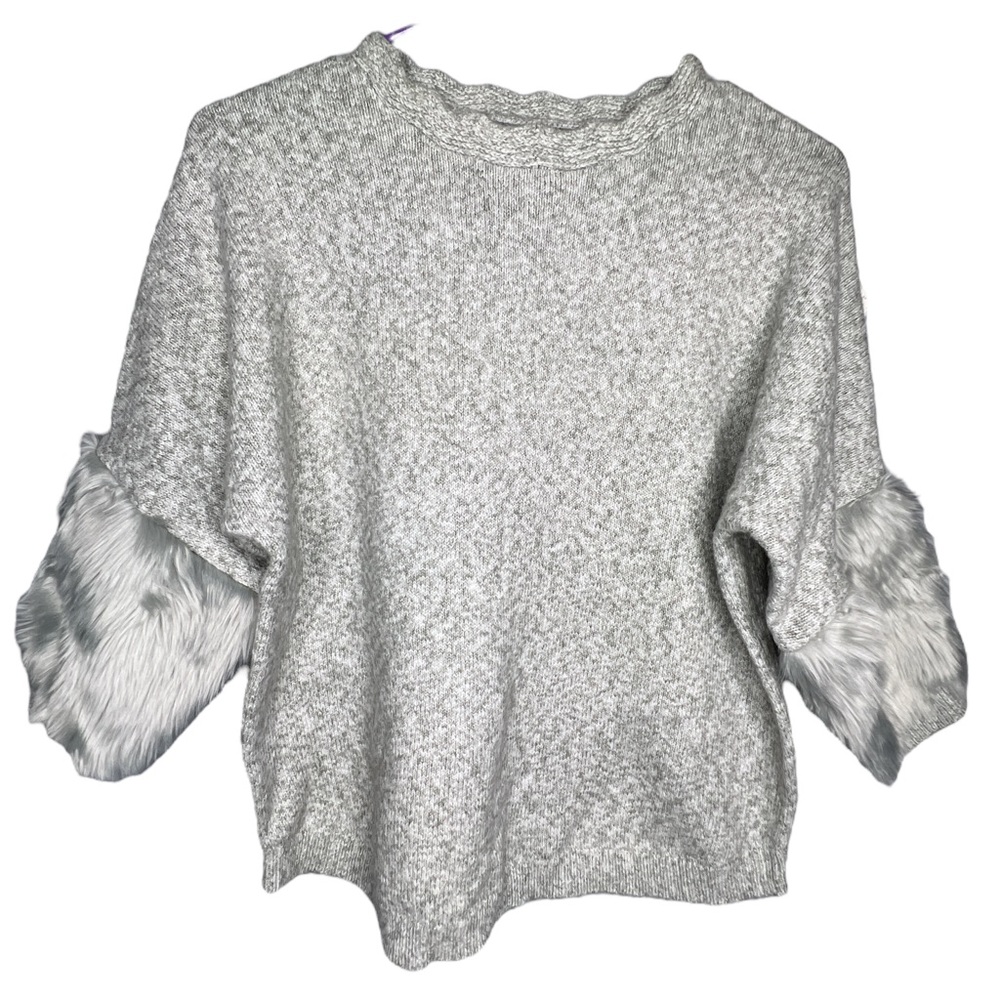 A24 Girl’s Cat & Jack Faux Fur Sleeve Pullover Sweater